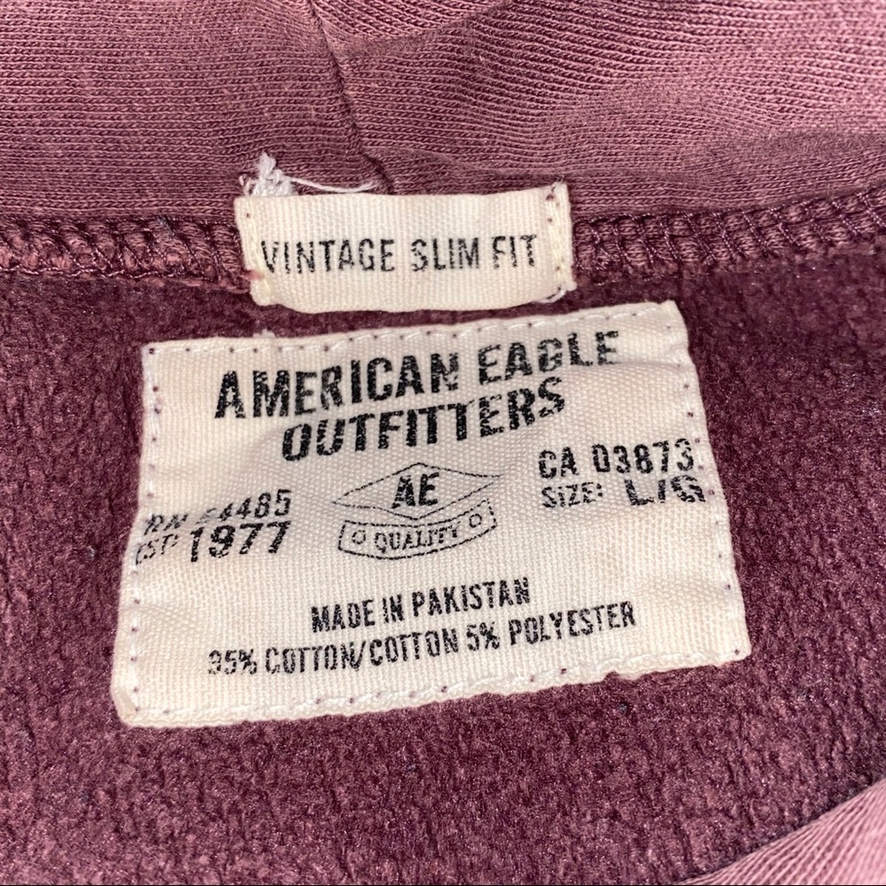 🚫SOLD🚫 AEO Slim Fit Distressed Dusty Plum Hoodie - Picture 6 of 7